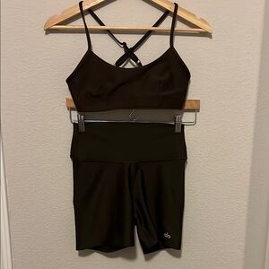 Alo Airlift Intrigue Bra and Energy Short Espresso